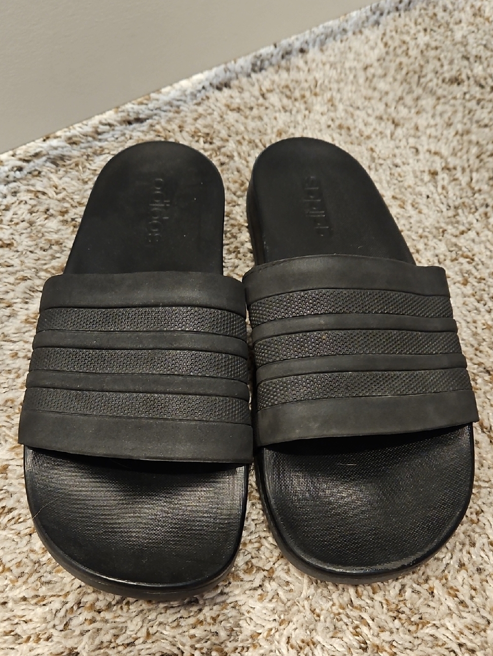 adidas Women's Black Slide Sandals - Textured Strap Comfort